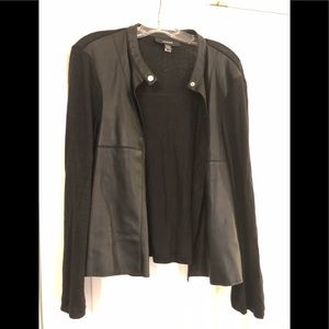 Alfani Black Cardigan with leather like detail, L